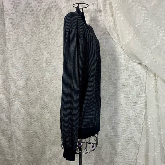 Untuckit 100% Merino wool 3/4 zip striped knit sweater size L - Picture 4 of 8